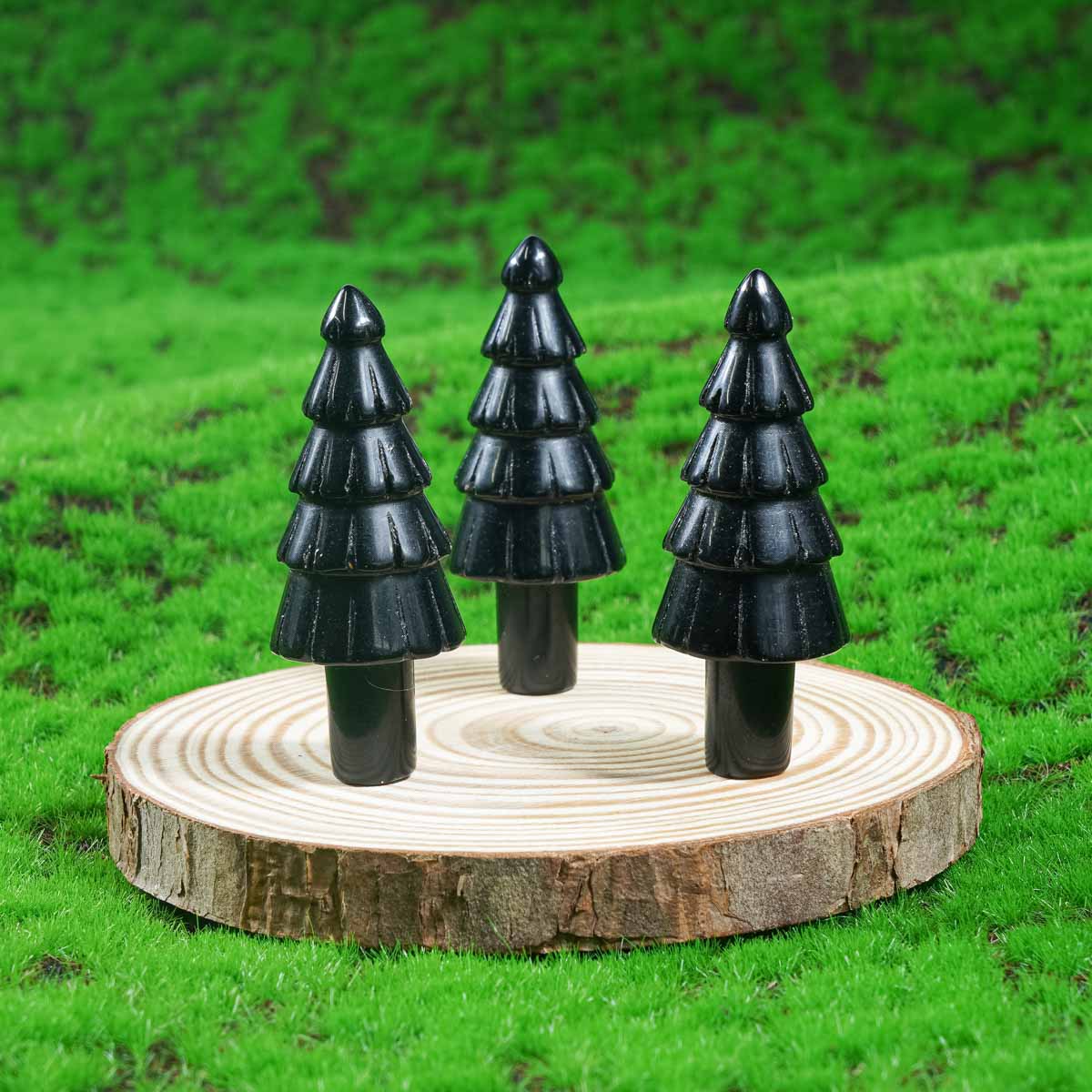 2-Inch Black Obsidian Christmas Tree In Bulk