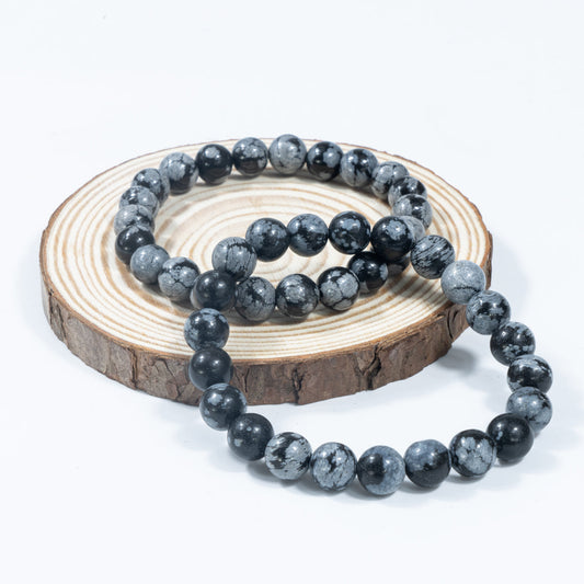 8mm Natural Black Net Stone Bracelet Wholesale