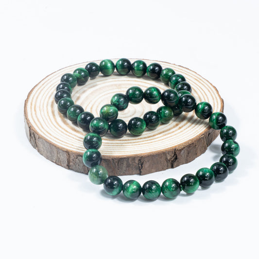 Pulsera de piedra de ojo de tigre verde natural de 8 mm al por mayor