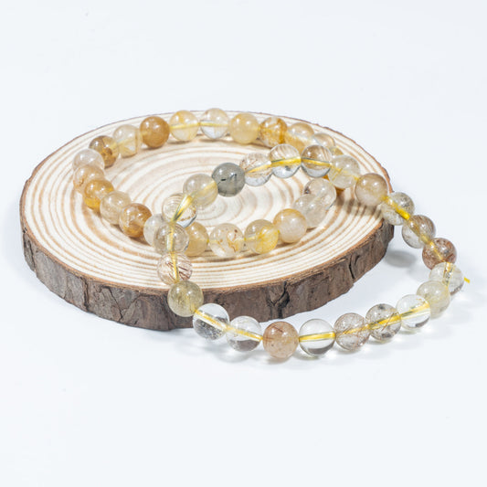 8mm Natural Yellow Fire Quartz Hematoid Bracelet Wholesale