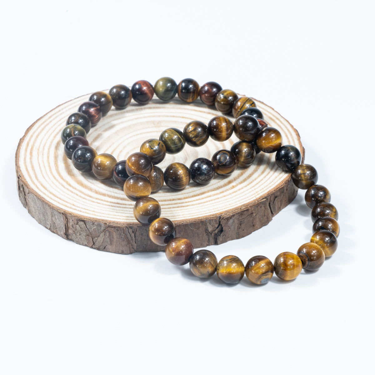 8mm Natural Tricolor Tiger Eye Stone Bracelet Wholesale