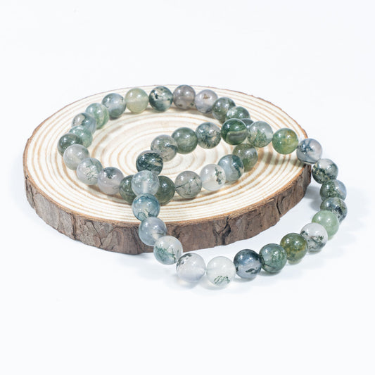 8mm/12mm Natural Moss Agate Bracelet Wholesale