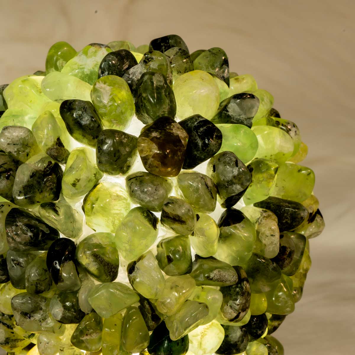 Prehnite Chips Round  Lamp In Bulk