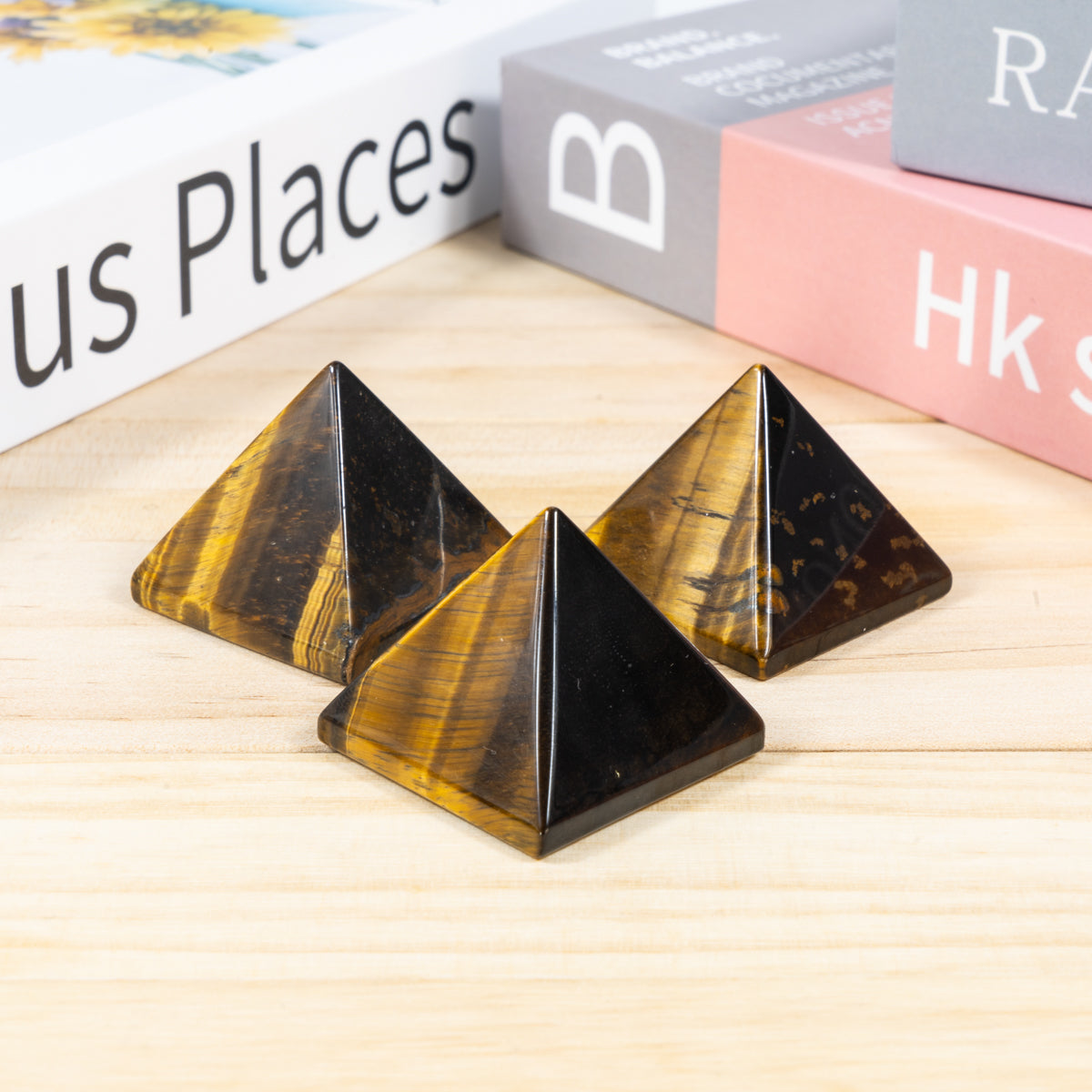 4cm Tiger Eye Stone Pyramid In Bulk