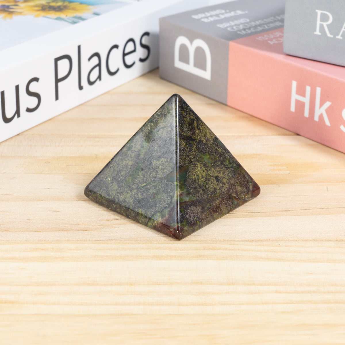 4cm Dragon Blood Stone Pyramid In Bulk