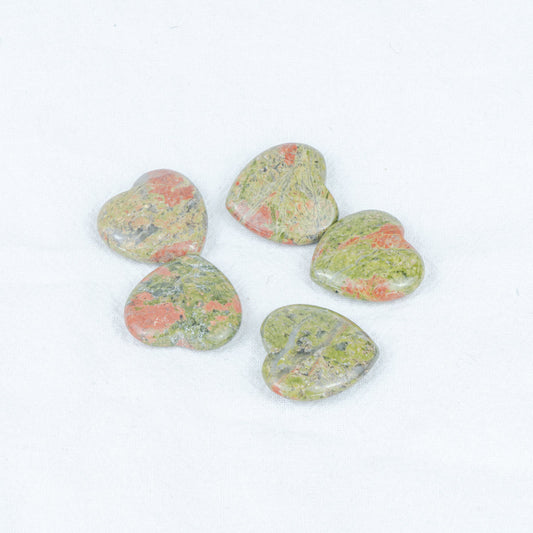 2.5cm Unakite Heart Flake In Bulk