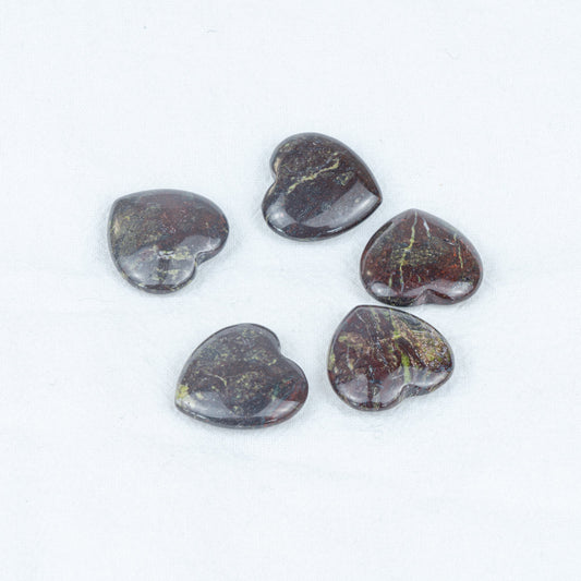 2.5cm Dragon Blood Stone Heart Flake In Bulk