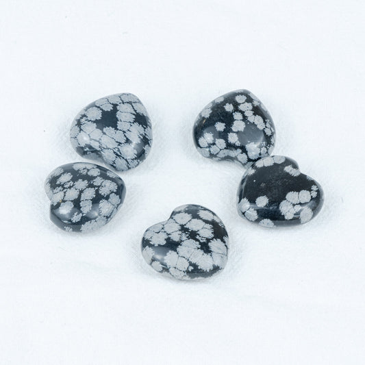 3cm Snowflake Obsidian Heart In Bulk