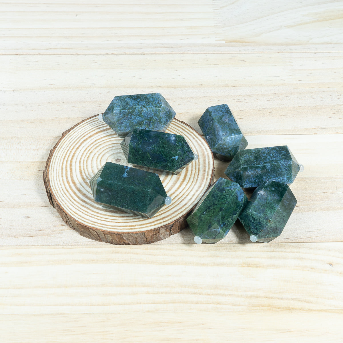 4.5cm Moss Agate Little Double-point In Bulk