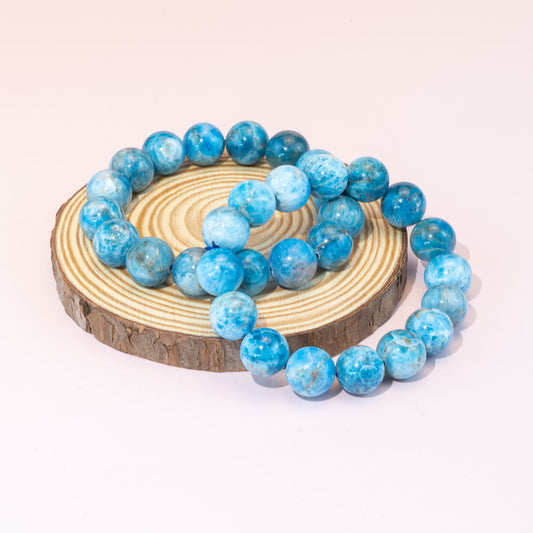 Pulsera de apatita azul natural con cuentas de 12 mm al por mayor