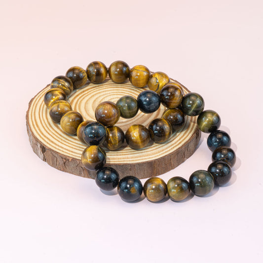 12mm Natural Yellow Tiger Eye Stone Bracelet Wholesale