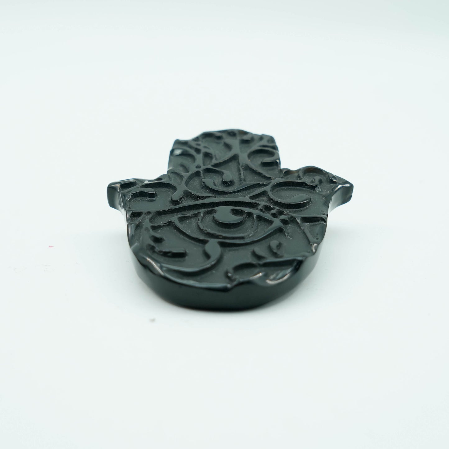 Black obsidian Hamsa carving of handmade【Hjl0010A10】