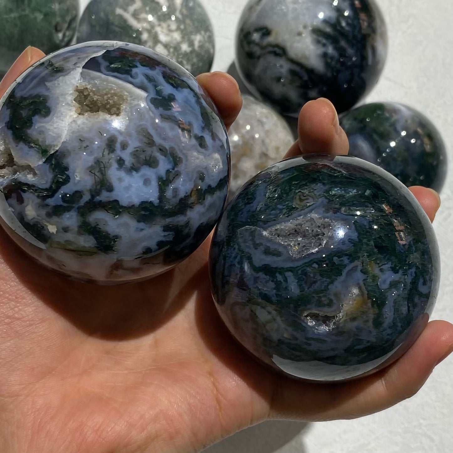 Moss Agate Spheres For Sale