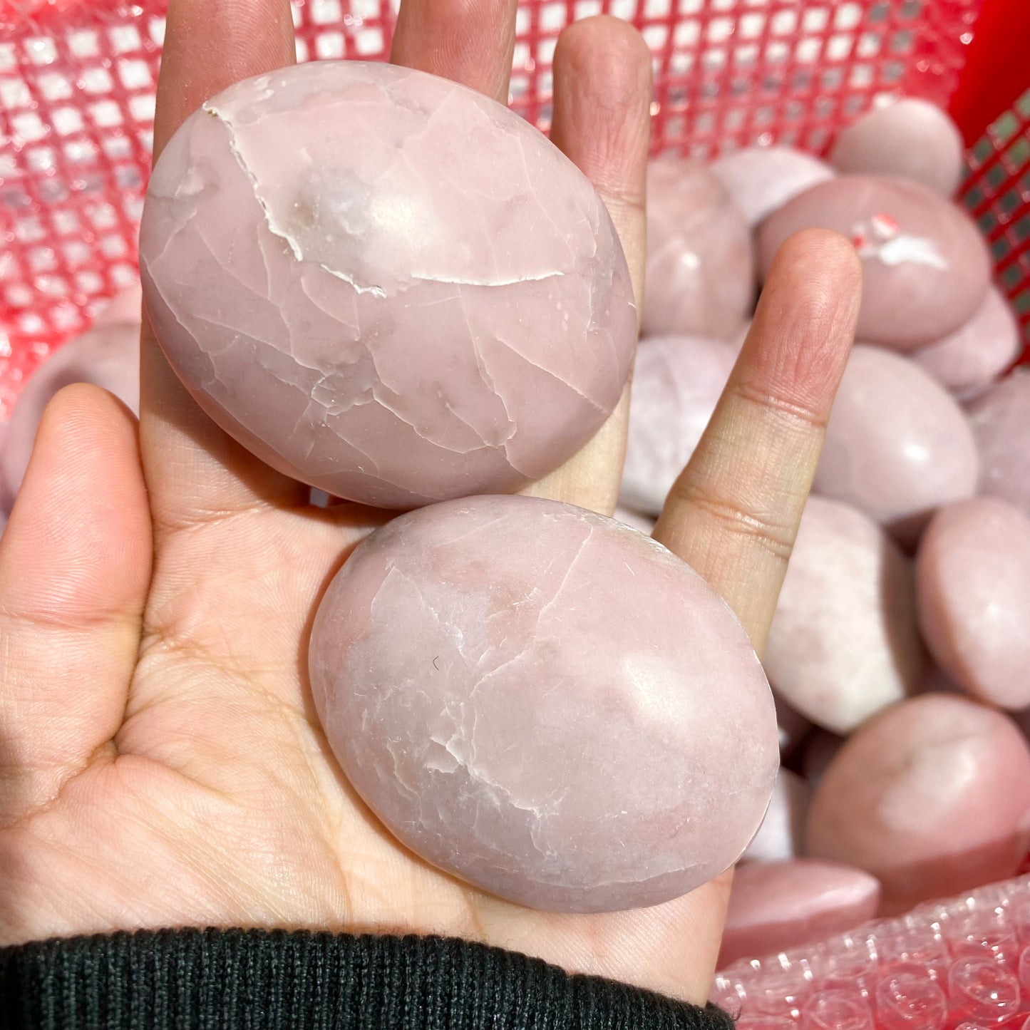 Pink Opal Palm Stone In Bulk