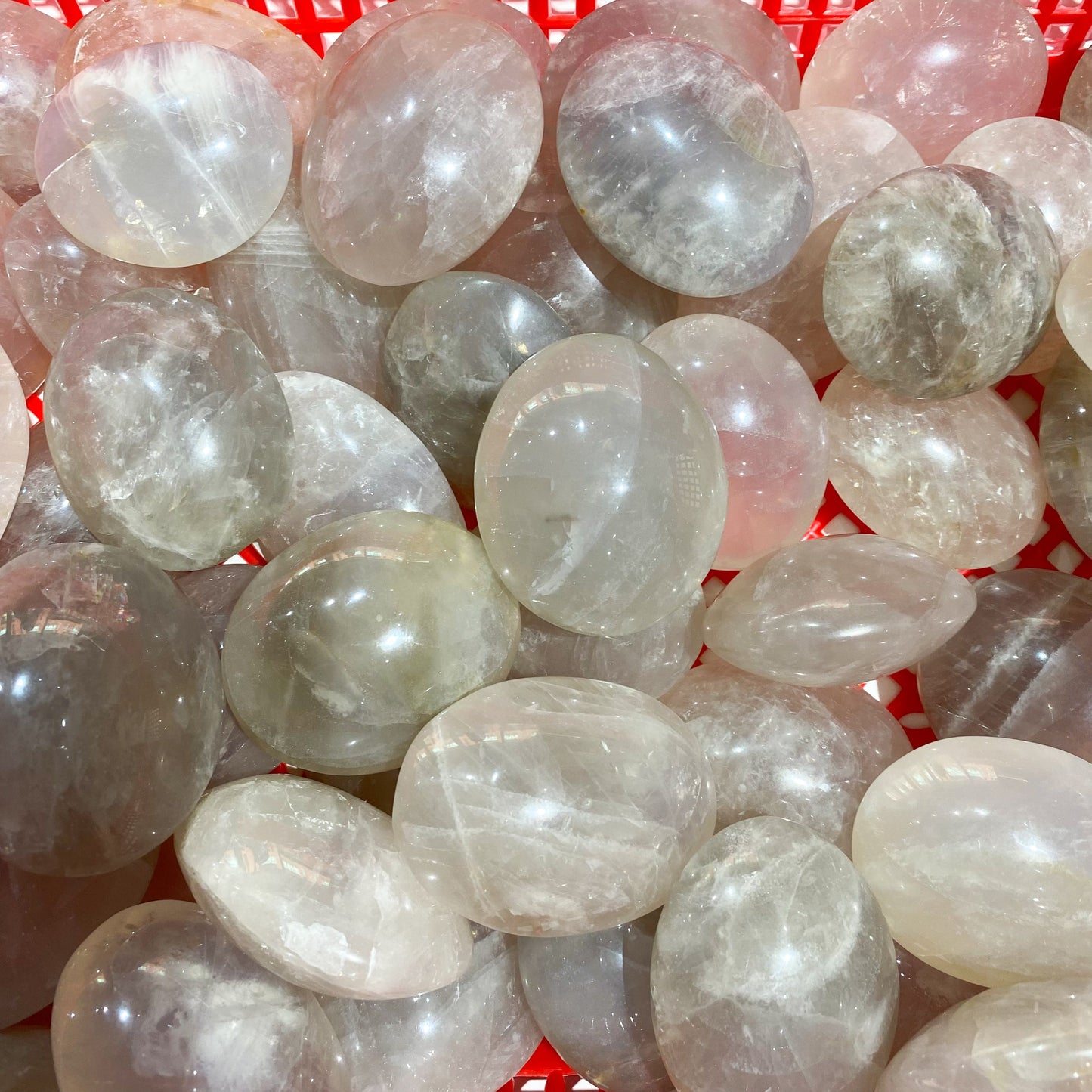 Blue Pink Quartz Palm Stone In Bulk