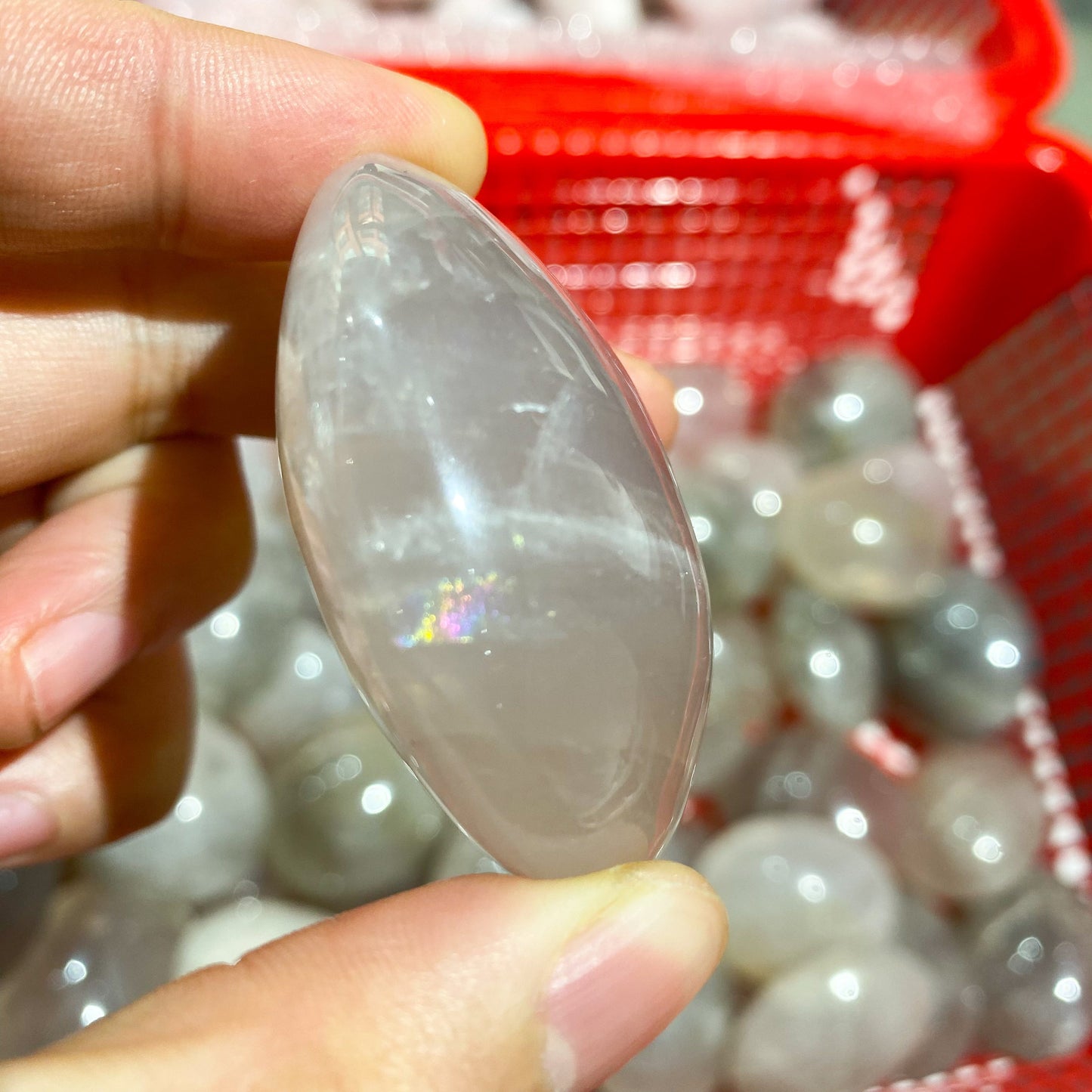 Blue Pink Quartz Palm Stone In Bulk