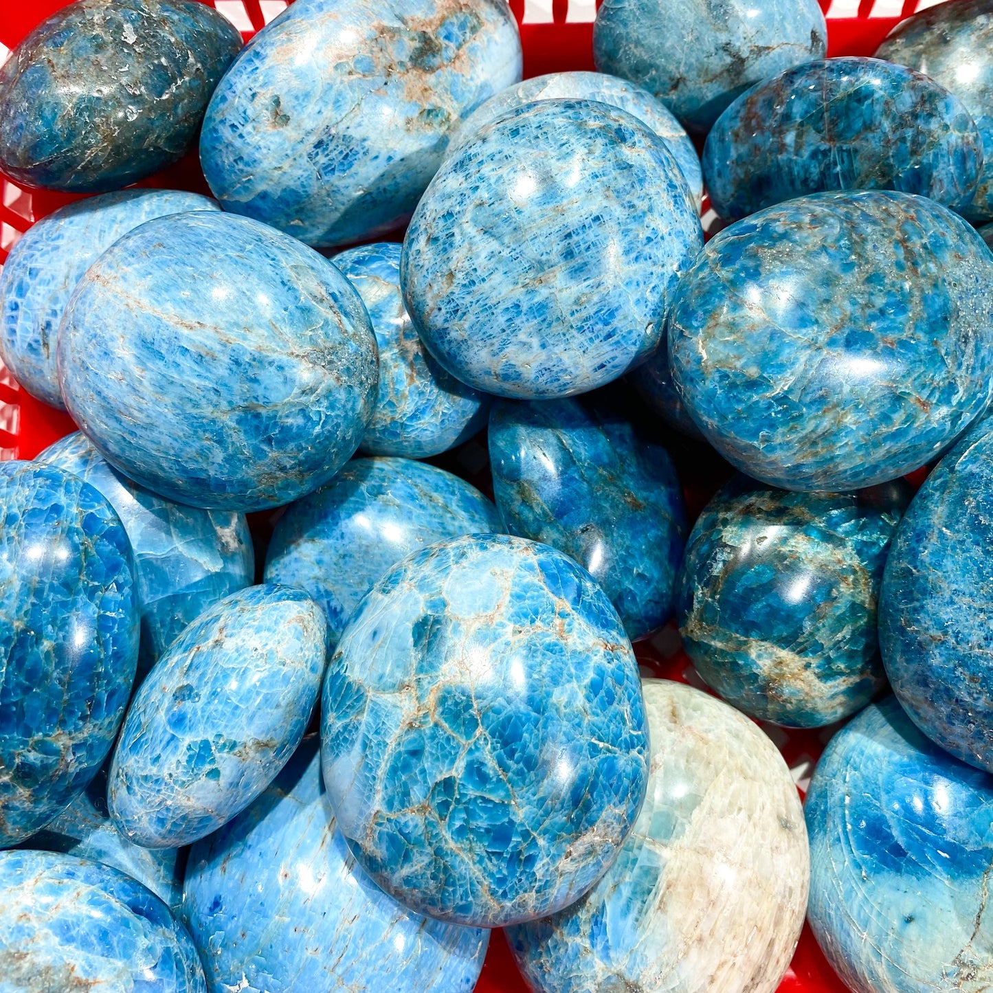 Blue Apatite Palm Stone In Bulk