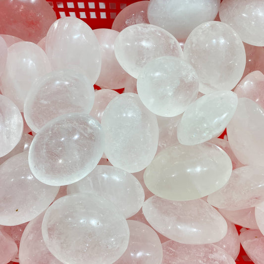 Clear Quartz Palm Stone In Bulk