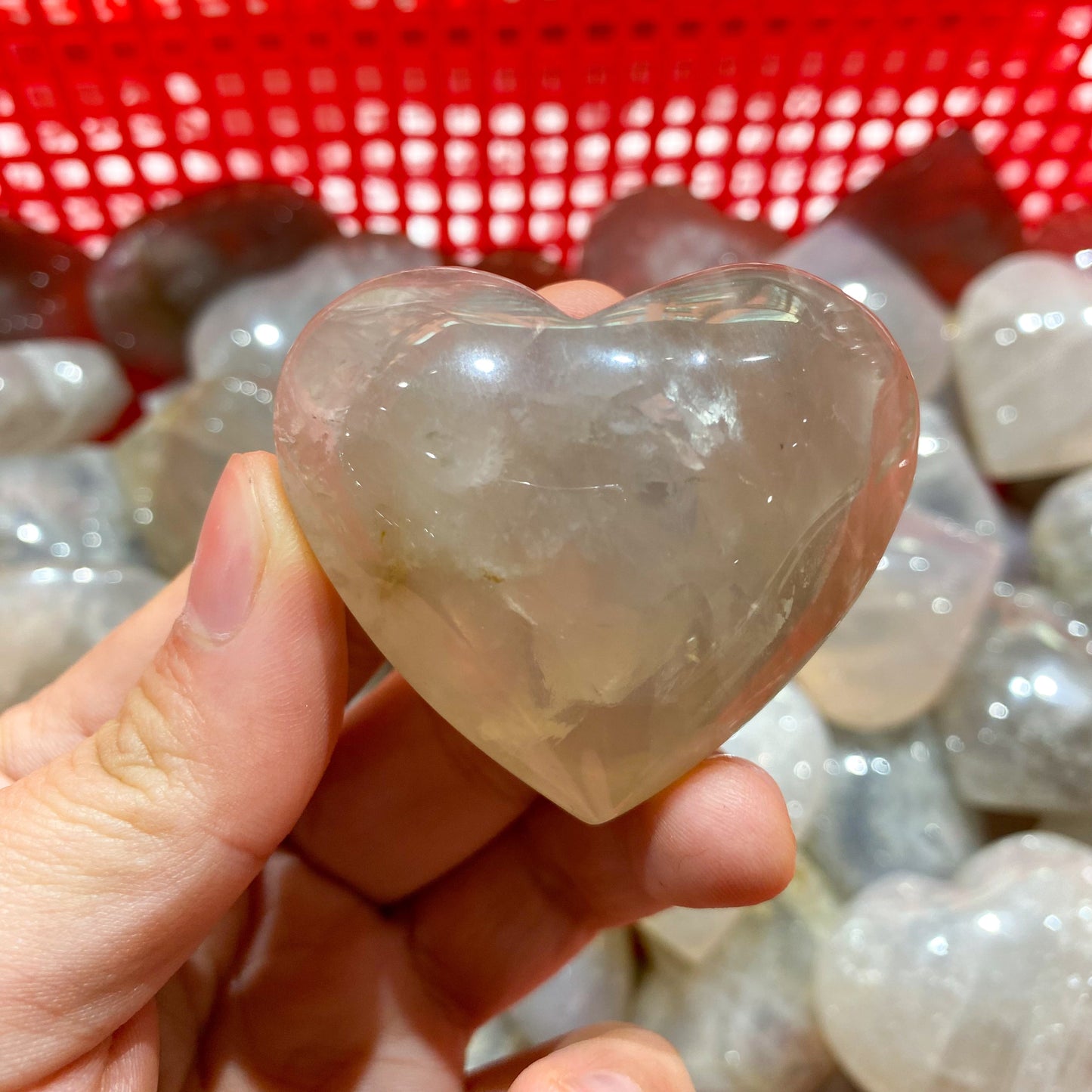 Blue Pink Quartz Heart Palm Stone In Bulk