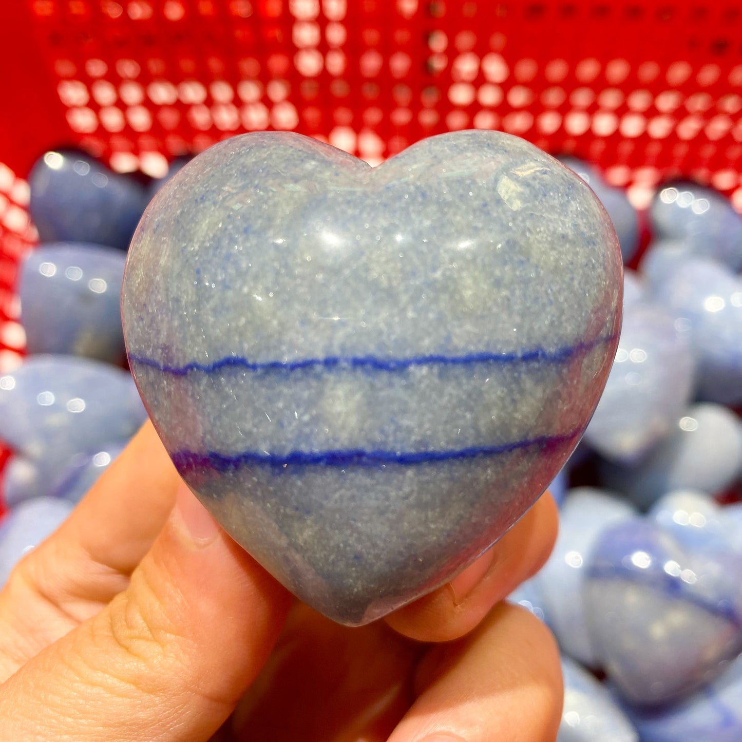 Piedra de palma de corazón de aventurina azul a granel