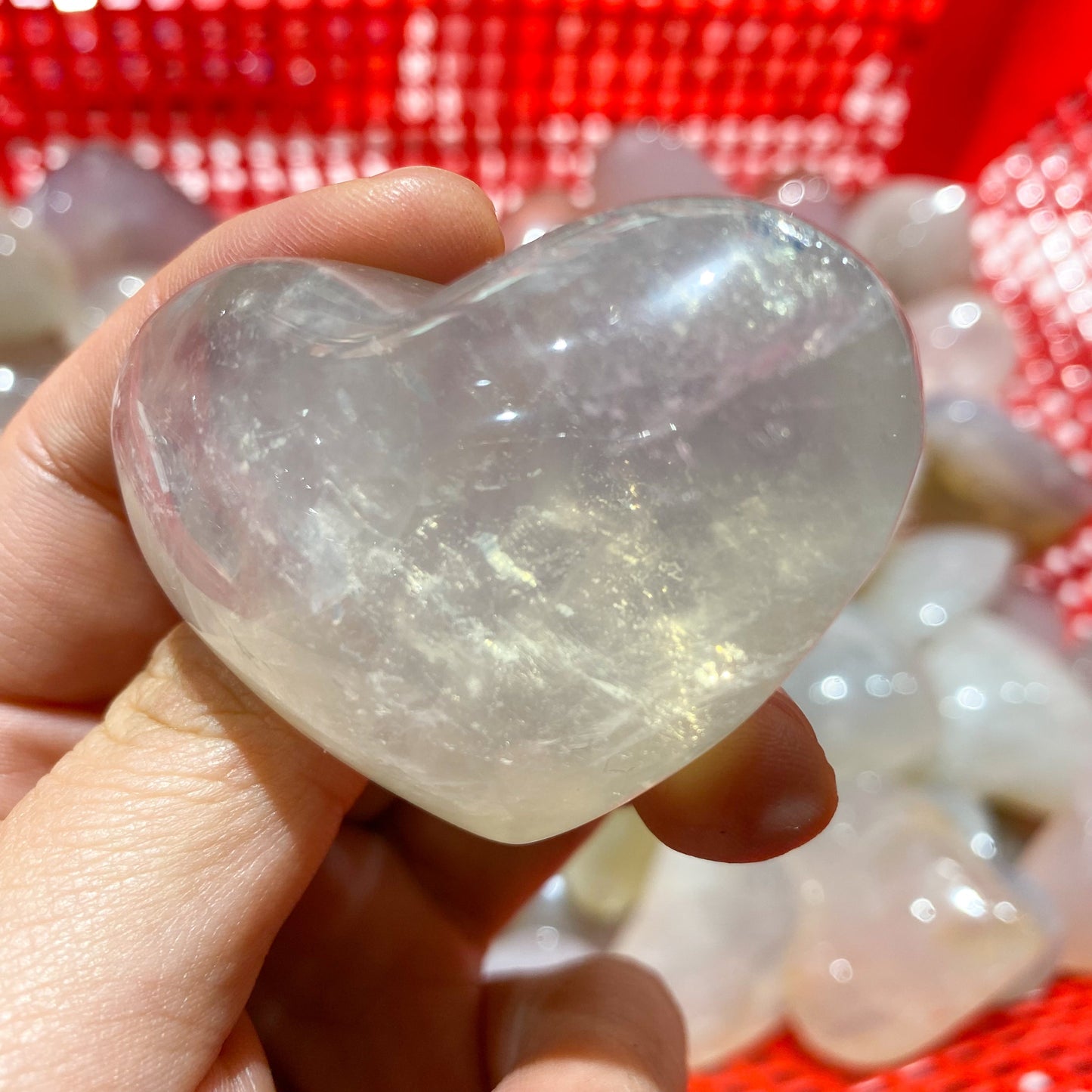 Piedra de palma de corazón de cuarzo rosa azul a granel