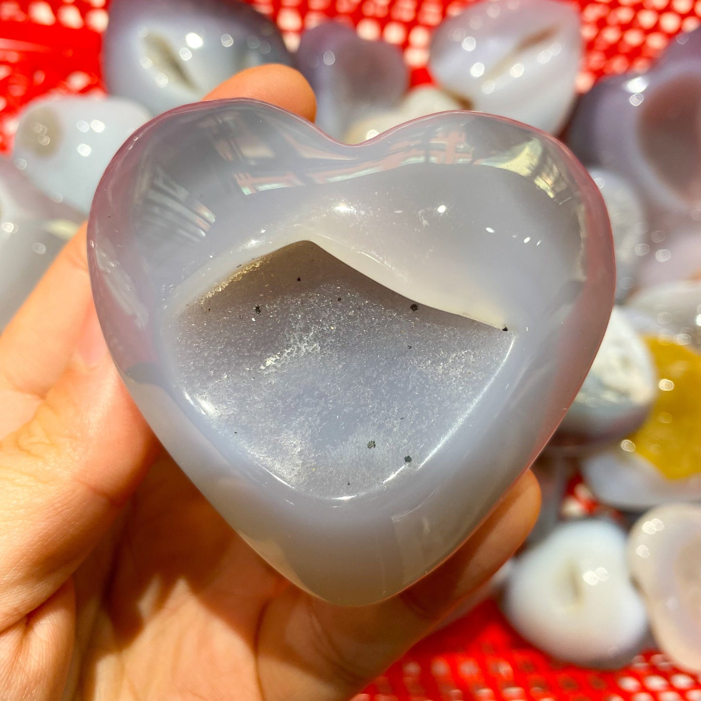 Agate Geode Heart Palm Stone In Bulk