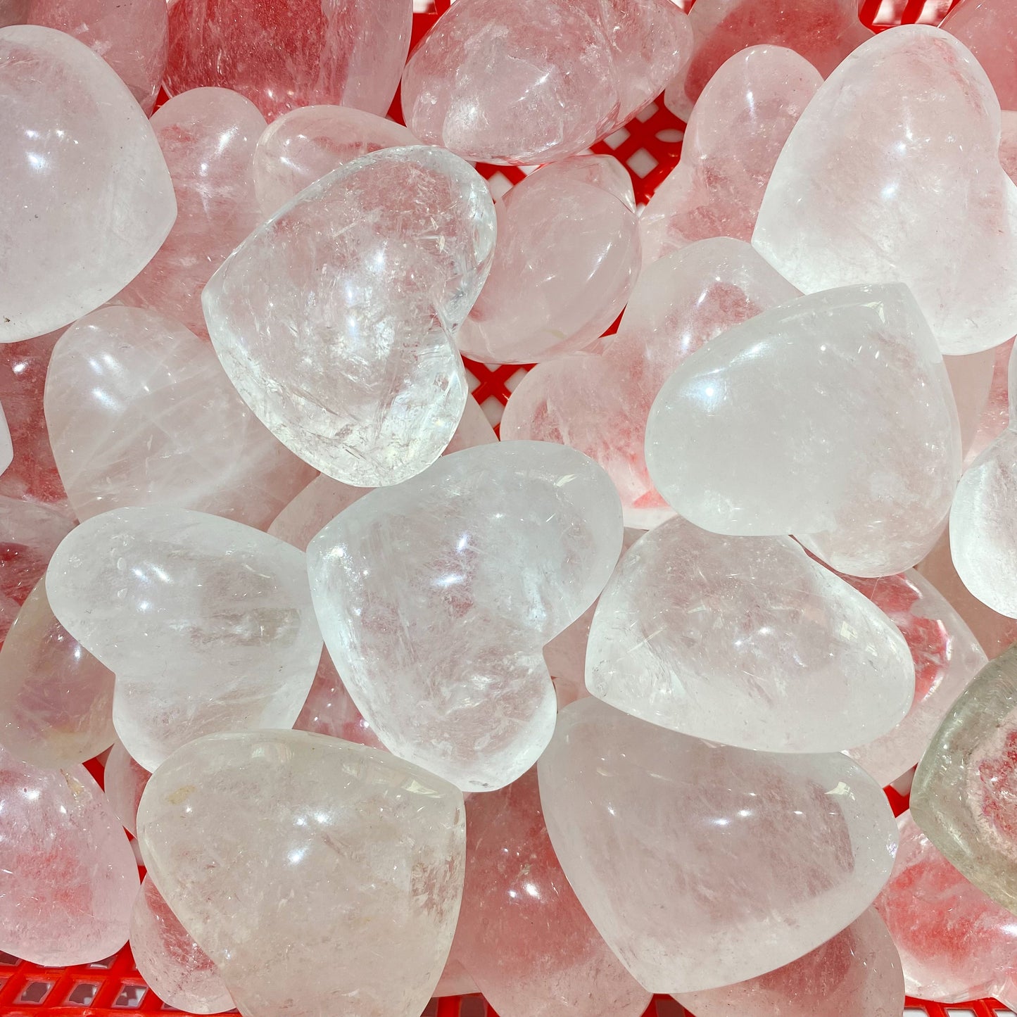 Clear Quartz Heart Palm Stone In Bulk