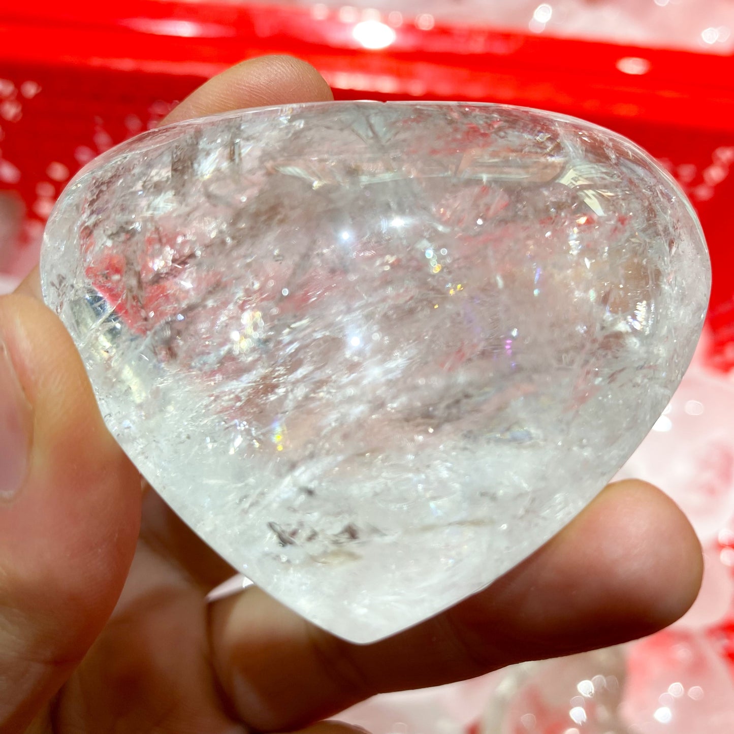 Clear Quartz Heart Palm Stone In Bulk