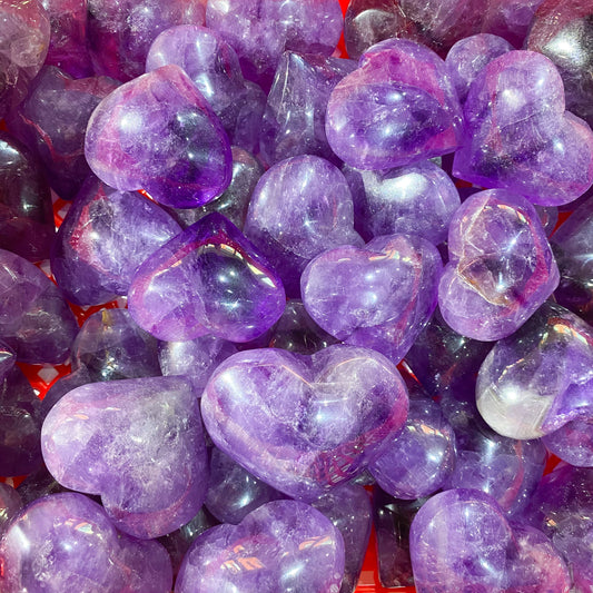 Amethyst Heart Palm Stone In Bulk