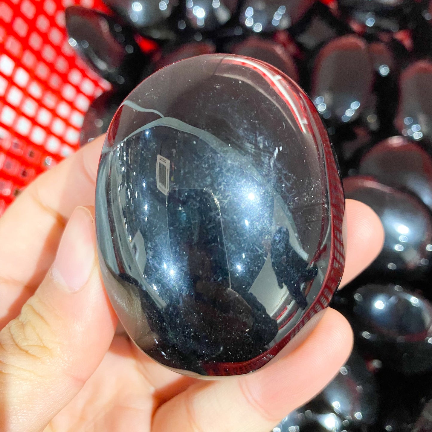 Black Obsidian Palm Stone In Bulk