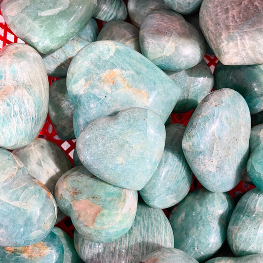 Amazonite Heart Palm Stone In Bulk