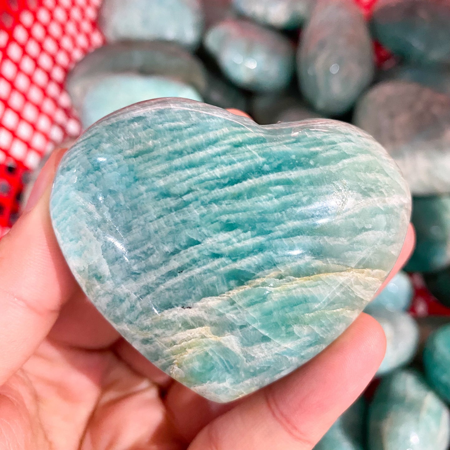 Amazonite Heart Palm Stone In Bulk