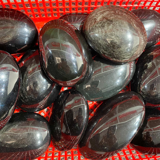 Silver Obsidian Palm Stone In Bulk