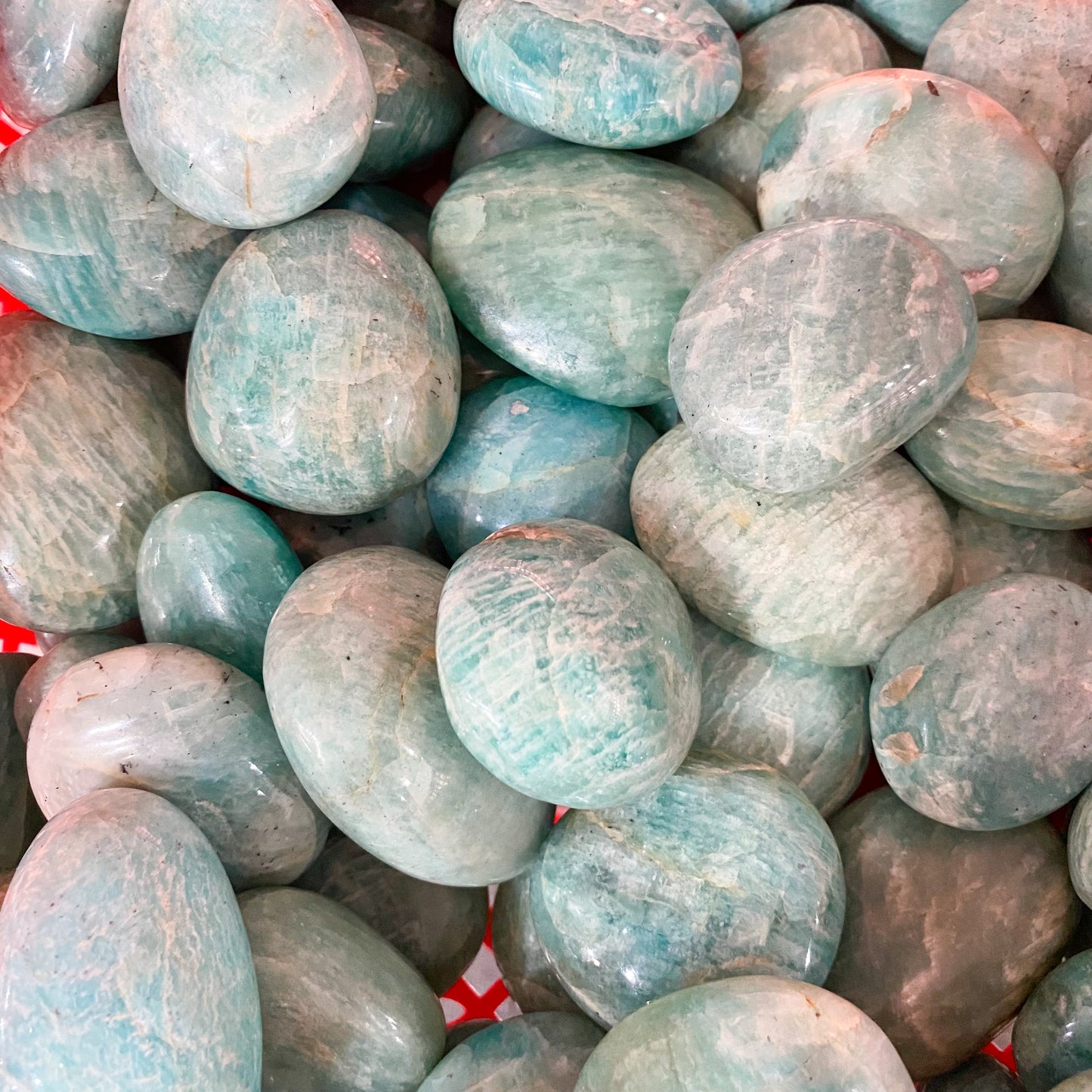 Amazonite Heart Palm Stone In Bulk