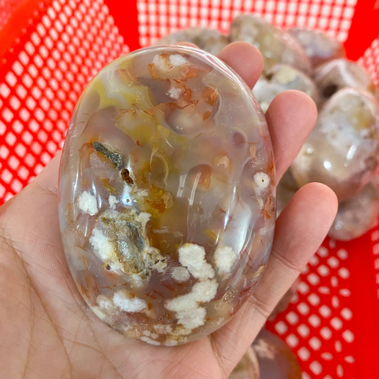 Flower Agate Palm Stone In Bulk