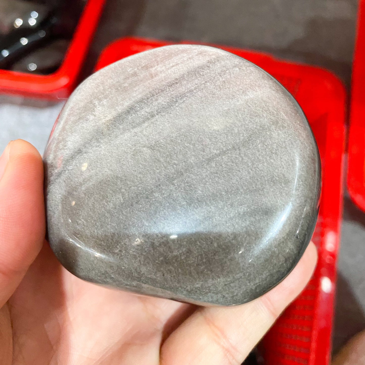 Silver Obsidian Palm Stone In Bulk