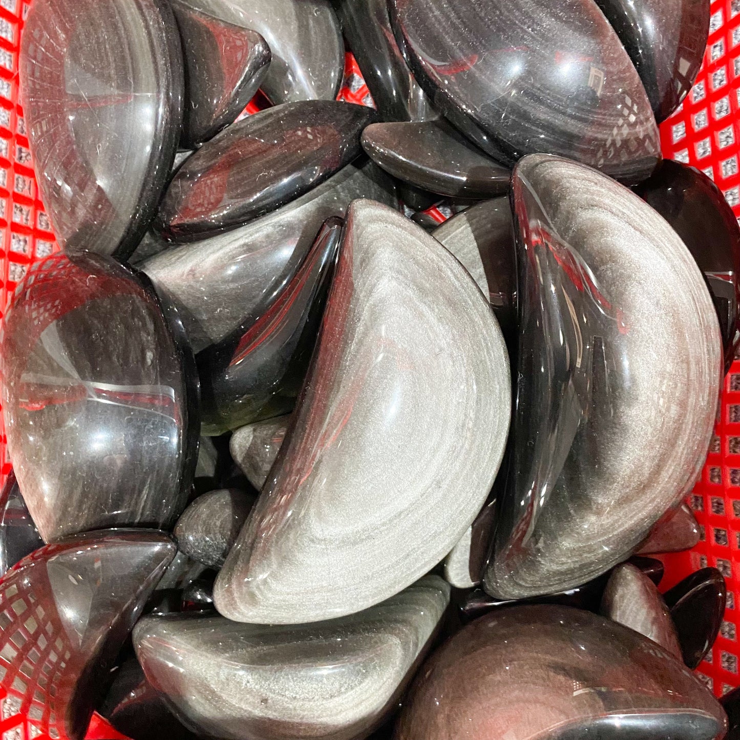 Silver Obsidian Palm Stone In Bulk