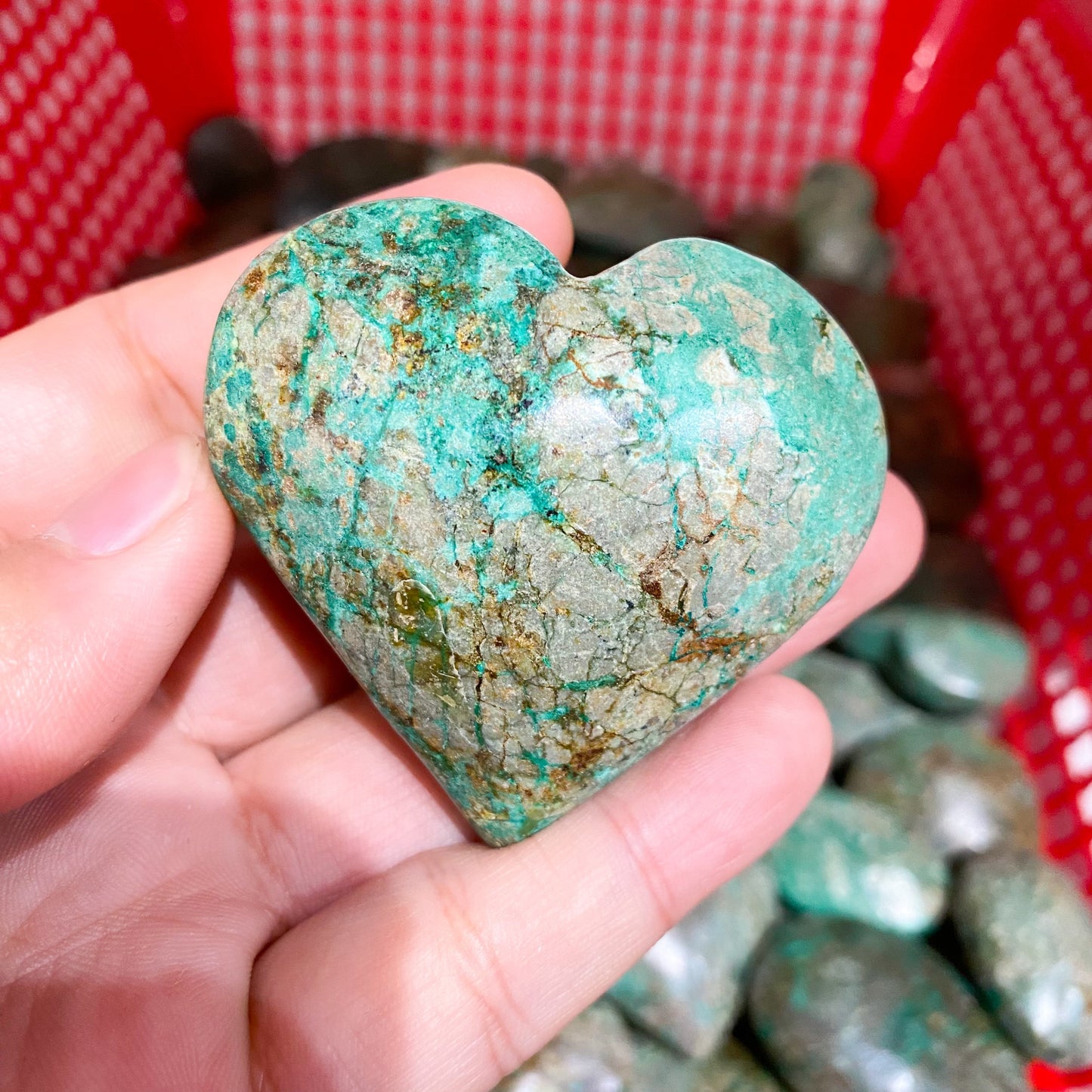 Piedra de palma de corazón de crisocola a granel