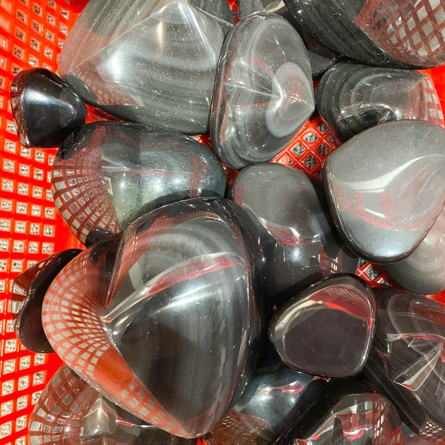 Silver Obsidian Palm Stone In Bulk