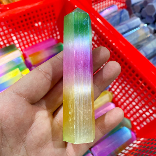 Aura Selenite Point In Bulk