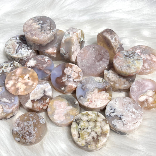 Flower Agate Round Slices For Sale